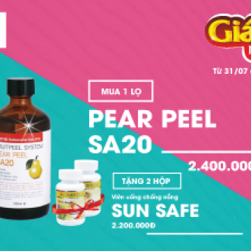 Nhận quà liền tay: Mua 1 lọ Pear Peel SA20 tặng 2 hộp Viên uống chống nắng Sun Safe